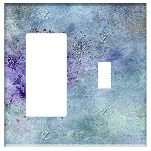 Rocker GFCI Toggle Combination Wall Plate Cover - Texture Background Blue Green Purple Bloom