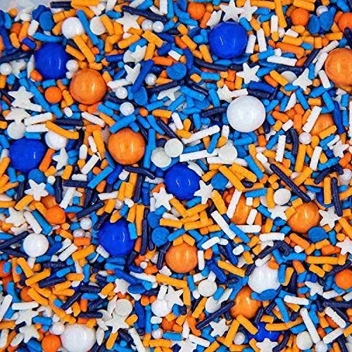 Sprinkles for Cake Cookie Cupcake Decorating and Baking - Fancy Edible Cake Sprinkles and Toppings in Blue Jimmies White Nonpareils Orange Sugar Crystal and Navy Blue Sugar Pearl Sprinkles Sprinkles for Cake Cookie Cupcake Decorating and Baking - Fancy Edible Cake Sprinkles and Toppings in Blue Jimmies White Nonpareils Orange Sugar Crystal and Navy Blue Sugar Pearl Sprinkles