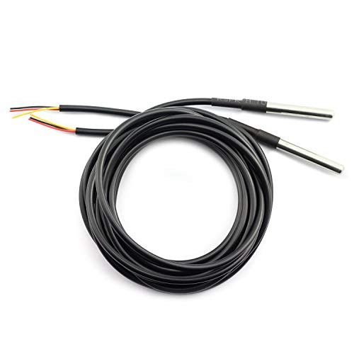 Maxmoral 2pcs DS18B20 Digital Thermal Sensor Stainless Steel Encapsulation Waterproof Temperature Sensor Probe 2m