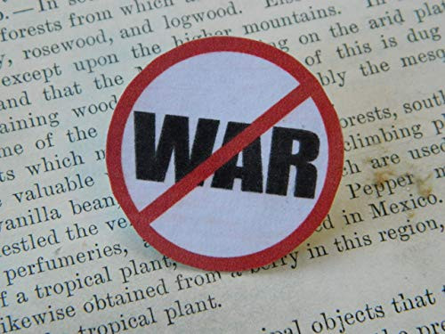 Peace lapel pin WAR with red slash