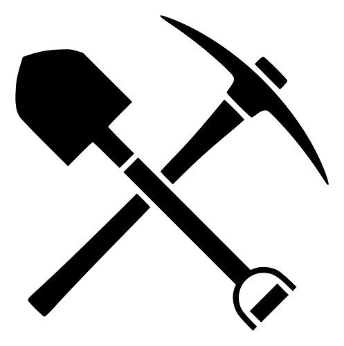 - Purple - Crossed Shovel and Pick Axe 6" x 6" Vinyl Sticker - Mining Pickaxe Expedition - 20 Color Options