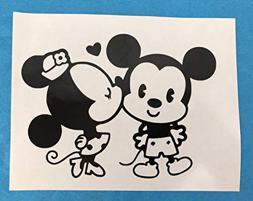 Kissing Mickey And Minnie Mouse Black Vinyl Decal