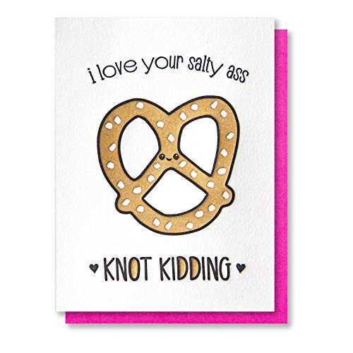 Funny Love Letterpress Card Salty Knot Pretzel Valentine