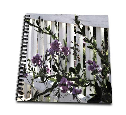 3dRose db_162108_2 Sweet Pea Flowers and A White Fence - Memory Book  12 by 12"