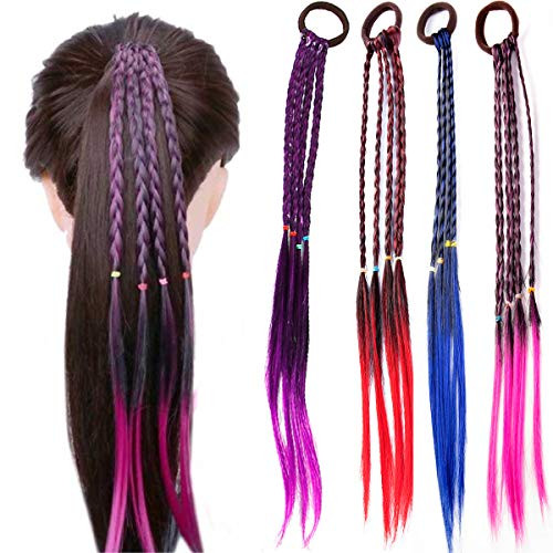 Focussexy Hair Braider Twist Braid Rope Rubber Band Ponytail Hair Ornament Hair Accessories Kids Wig  Red