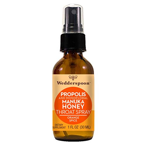 Wedderspoon Propolis and Manuka Honey Throat Spray  Warming Orange Spice  1 Oz