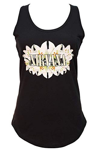 Real Swag Inc Nirvana Lilies Flowers Image Black Tank Top Shirt Kurt  Black  Size X-Large