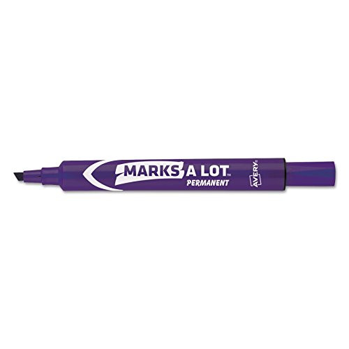 Avery 08884 MARK A LOT Large Desk-Style Permanent Marker  Chisel Tip  Purple  Pack of 12