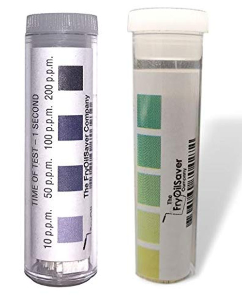 FryOilSaver Co  Restaurant Sanitizer Test Kit  Quat Sanitizer Strips and Chlorine Strip Testing Kit  0-200ppm Quat Strips and 0-400ppm Chlorine Strips  2 x Vial of 100 Strips