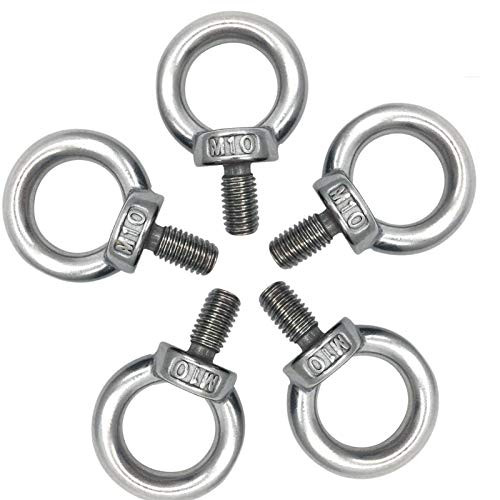NGe 5Pcs 304 Stainless Steel Eye Bolt Male Thread Lifting Ring Eyebolt Screws Machinery Shoulder Male Thread Machinery Shoulder Lifting Ring Eye Bolt M10