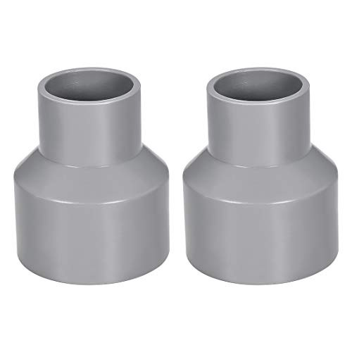 uxcell PVC DWV Reducing Coupling Schedule 40 Gray 32mm x 50mm Socket 2Pcs