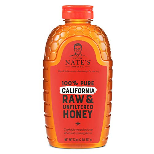 Nature Nate's %100 Pure Raw Unfiltered Honey In Squeeze Bottle -All natural Sweetener With No Additives  California  32 Oz