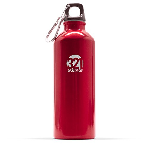 321 STRONG 500 mL (16.9 Fluid Ounce) Aluminum Water Bottle, Metallic Red