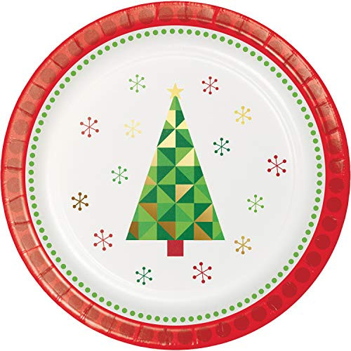 Creative Converting Fractal Christmas Tree Dessert Plates  7"  Multi-color