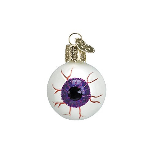 Old World Christmas Glass Blown Ornament with S-Hook and Gift Box  Halloween Collection  Evil Eye  Purple