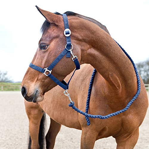 HORZE Basic Cotton Lead Rope - Peacoat Dark Blue - One Size