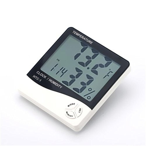 Sttech1- Alarm Clock HTC-1 LCD Digital Temperature  and  Humidity Meter  Thermometer Hygrometer Weather Station  White