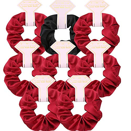 8pcs Satin Bridesmaid Proposal Gifts Hair Ties Hair Scrunchies Bachelorette Party Favors Satin Bridesmaid Gift for Wedding Parties  black  and  red