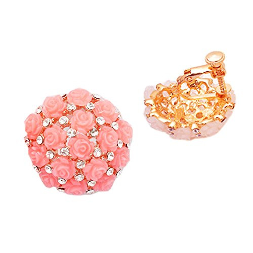 Latigerf Gold Plated Big Flower Screw Back Non-Pierced Clip on Earring Clips for non Pierced Ears Latigerf Gold Plated Big Flower Screw Back Non-Pierced Clip on Earring Clips for non Pierced Ears