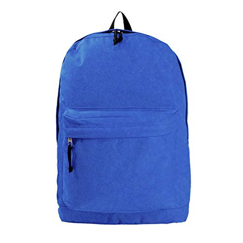 Classic Bookbag Basic Backpack Simple School Book Bag Casual Student Daily Daypack 18 Inch with Curved Shoulder Straps Royal Blue
