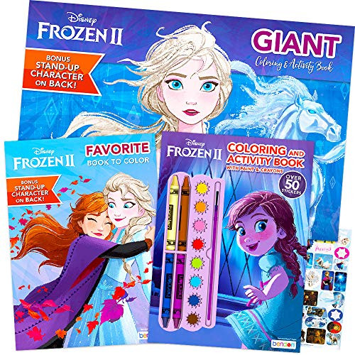 Disney Frozen Sticker Book Super Set -- 3 Deluxe Frozen Sticker Activity Books with Paint  Crayons and Poster  Collection