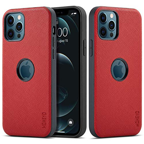 MOHEYO for iPhone 12  12 Pro Case Soft PU Leather Classic Elegant Cute Cover Slim Scratch Resistant Protective Phone Cases Compatible with iPhone 12 Pro 12  2020  6.1"  Red