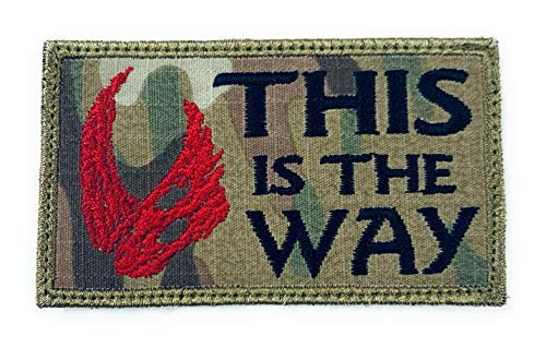 This is The Way Mandalorian Mudhorn Patch Star Wars Bounty Hunter OCP - Funny Tactical Military Morale Embroidered Patch Hook Fastener Backing Camouflage-red