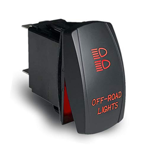 MGI SpeedWare LED Rocker Switch ON-Off  Laser Etched Off-Road Lights  Red