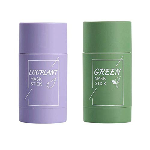 Green Tea Eggplant Purifying Clay Stick Mask  Face Moisturizes Oil Control  Deep Clean Pore  Improves Skin for Men Women All Skin Types 2Pcs