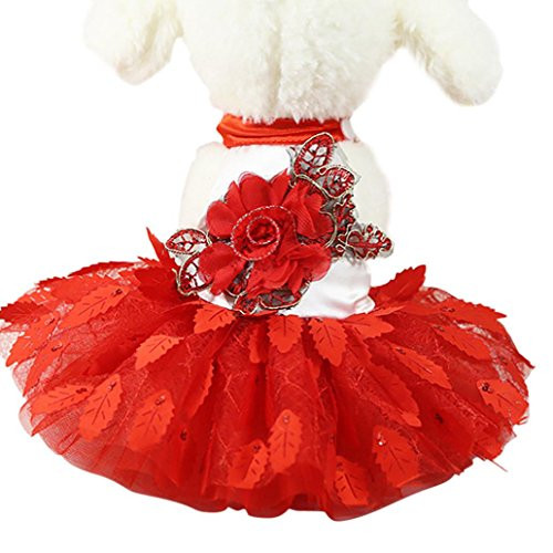 Funic Wedding Dress Pet Puppy Clothes for Small Dogs Lace Cat Skirt Party Princess Pet Apparel Red Funic Wedding Dress Pet Puppy Clothes for Small Dogs Lace Cat Skirt Party Princess Pet Apparel Red