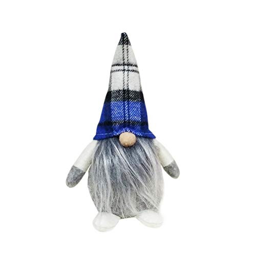 URMAGIC 7 Inch Tied Beard Gnome Handmade Swedish Christmas Santa Tomte Plush Doll with Red Blue Plaid Hat Handmade Scandinavian Tomte Nisse Elf Dwarf Figurines Gift for Kids