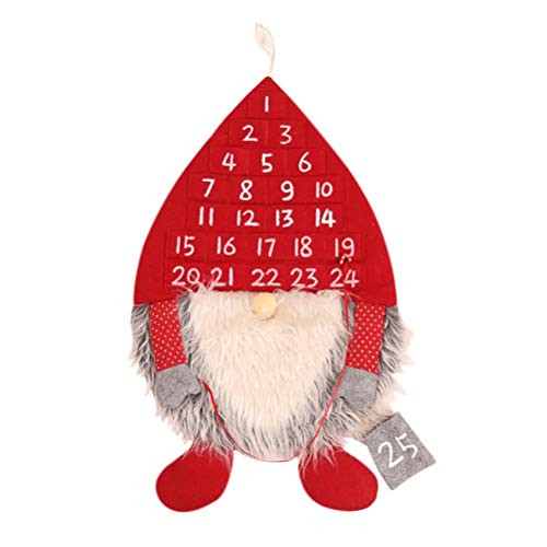 Amosfun Santa Christmas Countdown Calendar Christmas Swedish Gnome Design Advent Calendar Hanging Christmas Red Hat Swedish Santa Countdown Calendar for Christmas Decorations