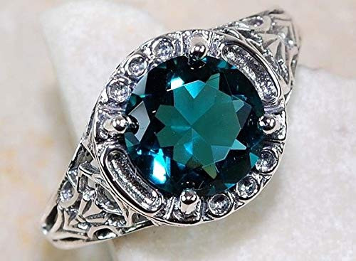 MAIHAO Noble Women 925 Silver Sapphire Gemstone Ring Wedding Bridal Jewelry Green Topaz Gemstone Ring Size 6-10  US Code 7