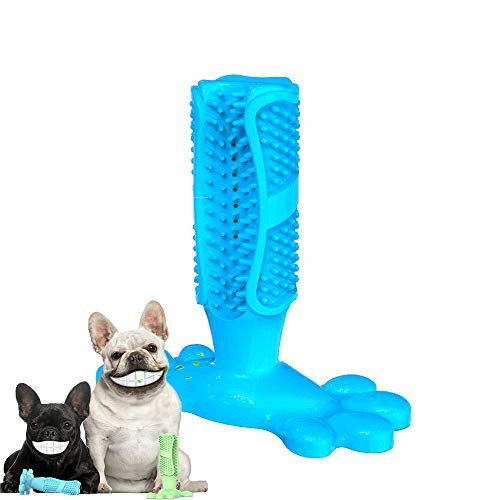 CHPOO Dog Chew Toothbrush Teeth Stick Toothbrush Cleaning Toys Pet Dental Oral Care Natural Rubber Bite Resistant Chew Dog Toys  M  1-Blue M