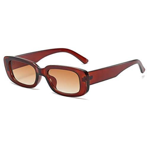 Dollger Rectangle Sunglasses for Women Retro Fashion Sunglasses UV 400 Protection Square Frame Eyewear BROWN