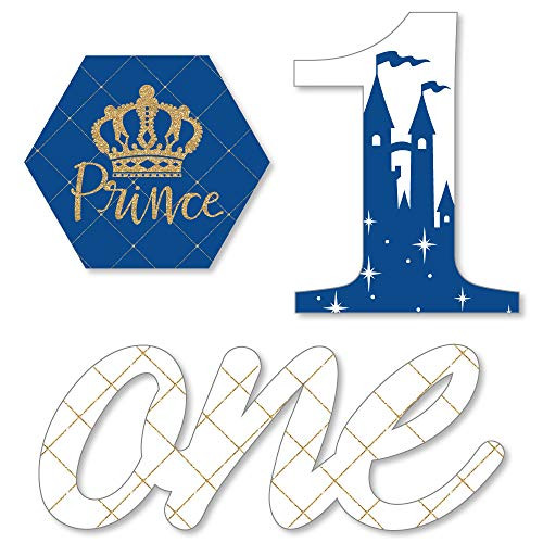 1st Birthday Royal Prince Charming - DIY Shaped First Birthday Party Cut-Outs - 24 Count