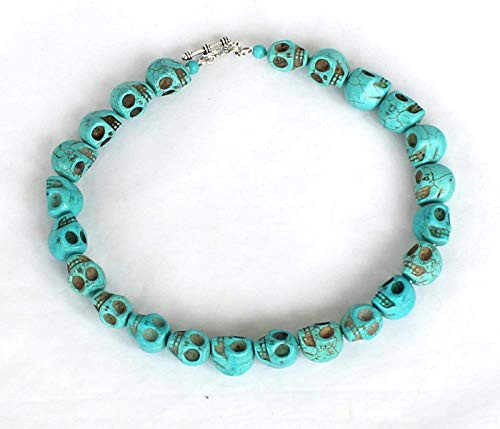 Blue Turquoise Stone Beaded Necklace Chunky Necklace Turquoise Skull Necklace Statement Necklace Blue Turquoise Stone Beaded Necklace Chunky Necklace Turquoise Skull Necklace Statement Necklace