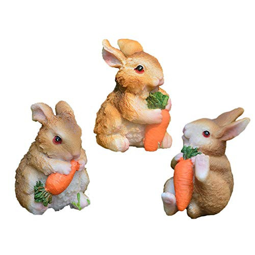 Easter Rabbit  3 Pcs Polyresin Bunny Statue  Garden Rabbit Statue Set Set of 3  Easter Mini Bunny Figurines for Easter Day Christmas Birthday Gift Desk Decorations