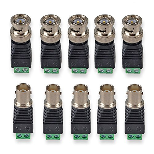 Conwork 20-Pack BNC Male  and  Female Connector Adapter with Solderless Screw Terminal for Balun CCTV Surveillance Camera Accessories  RG59 RG6 Video Coaxial Cable