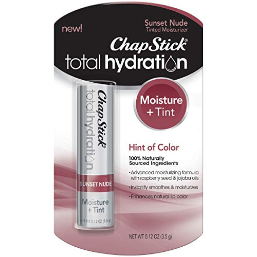 ChapStick Total Hydration  Sunset Nude Tint  Tinted Moisturizer Lip Balm  One Tube of 0.12 Ounce