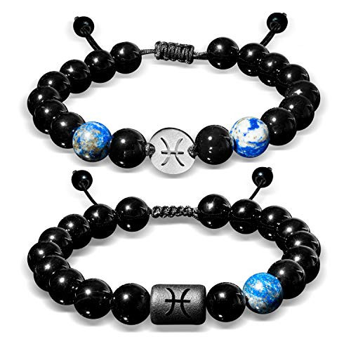 PANTIDE 2Pcs Onyx Zodiac Bracelets for 