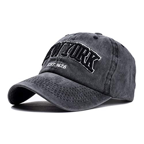Eohak Baseball Hat New-York Distressed-Adjustable-Strapback - Washed Cotton Dad Hat Unisex  Black