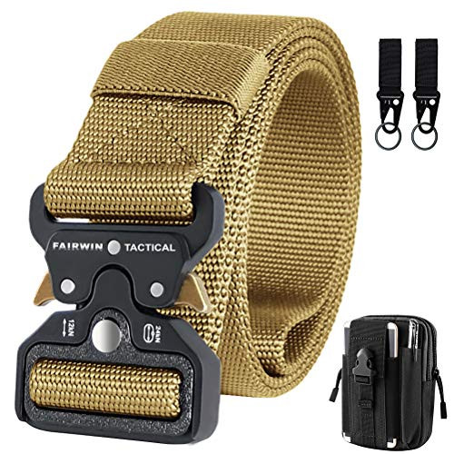 IDEATECH Mens Tactical Belt with Pouch  Heavy Duty Men's Military Belts with Tactical Accessories Pouch  and  Hook