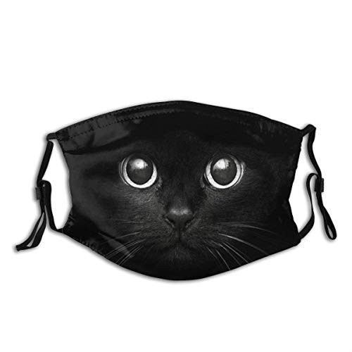 Funny Black Cat Eyes Cloth Face Mask With Filter Pocket Washable Face Bandanas Balaclava Comfortable Print Reusable Fabric Mask With 2 Pcs Filters