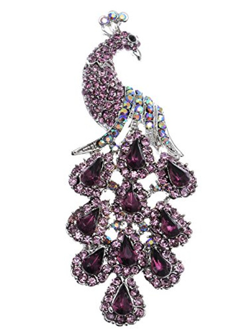 Alilang Antique Amethyst Purple Crystal Rhinestones Peacock Bird Pin Brooch Alilang Antique Amethyst Purple Crystal Rhinestones Peacock Bird Pin Brooch