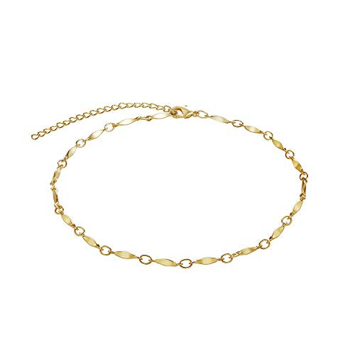 Kyerlyn Dainty Bar Chain Ankle Bracelet for Women 18k Gold Plated Summer Beach Adjustable Chain Anklet for Women Girl Teen Simple Fashion Jewelry Gift