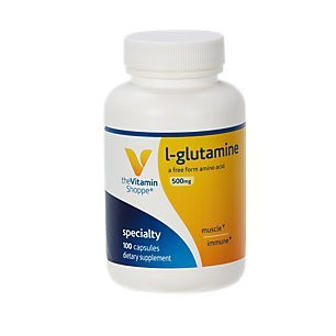 The Vitamin Shoppe LGlutamine 500MG  A Free Form Amino Acid  Supports Muscle Recovery Immune Health  100 Capsules