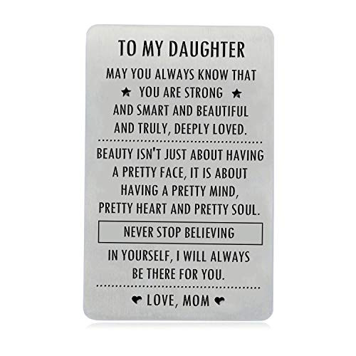 XYBAGS Engraved Wallet Inserts Gifts for Daughter from Mom  To My Daughter Engraved Card with Encouraging Quotes  Christmas Birthday Graduation Gift Ideas