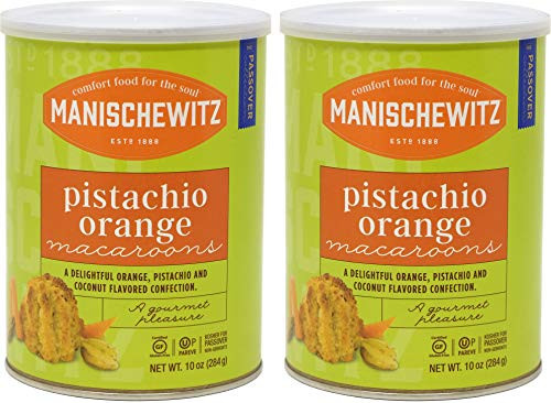 Manischewitz Macaroon Pistachio Orange  Kosher For Passover  10 Ounce Canister  2-Pack