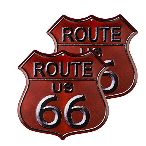 dojune-2 Pack Rusty Highway Route 66 Metal Sign US Made Vintage Rustic Garage Man Cave Wall Decor dojune-2 Pack Rusty Highway Route 66 Metal Sign US Made Vintage Rustic Garage Man Cave Wall Decor